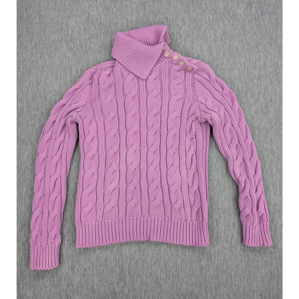 Lauren Ralph Lauren Sweater Womens Large Cable Knit Button Pullover Collared